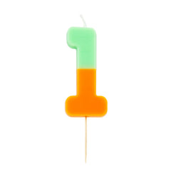 Orange & Mint Green Number Candle - 1