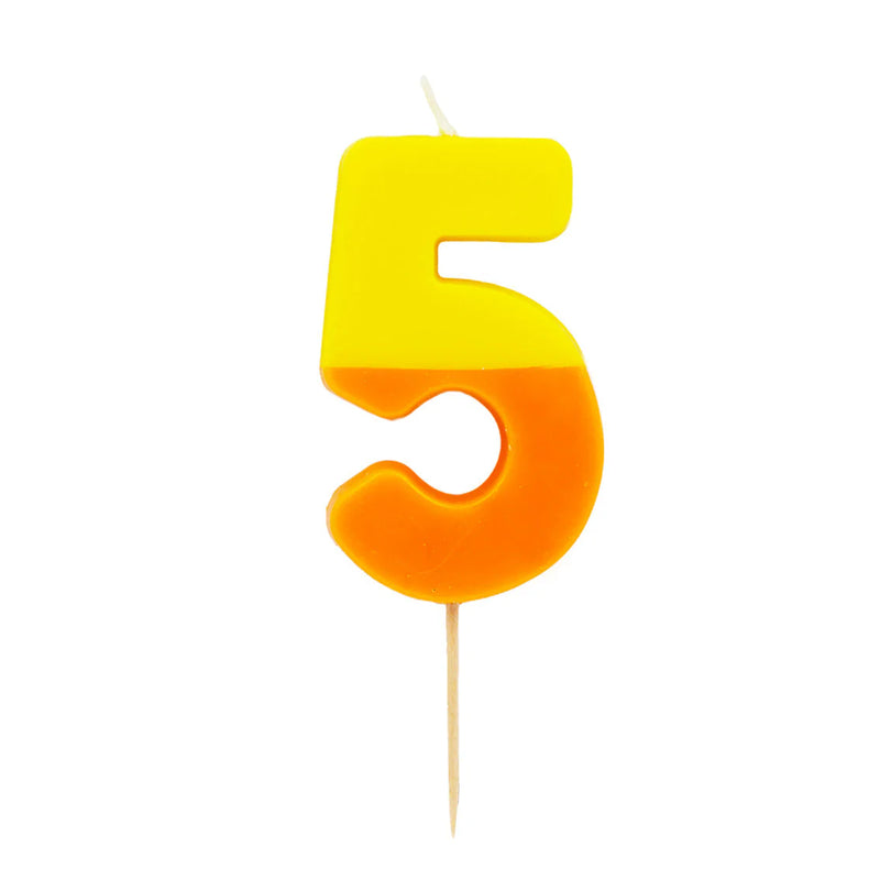 Orange & Yellow Number Candle - 5