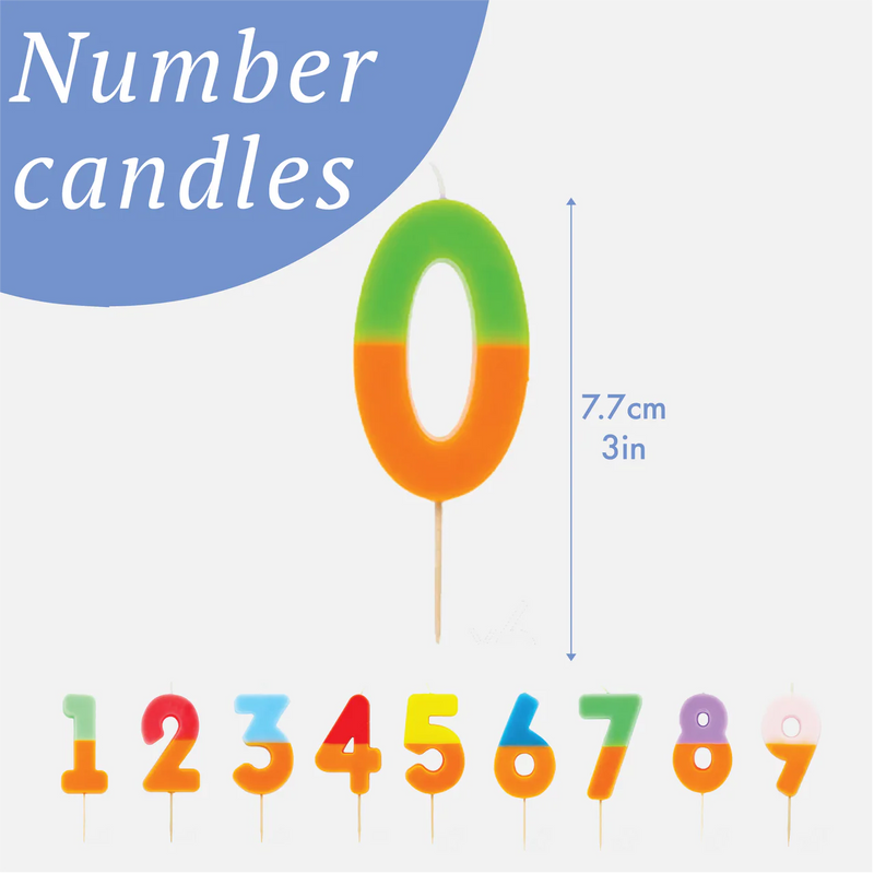 Orange & Dark Blue Number Candle - 6