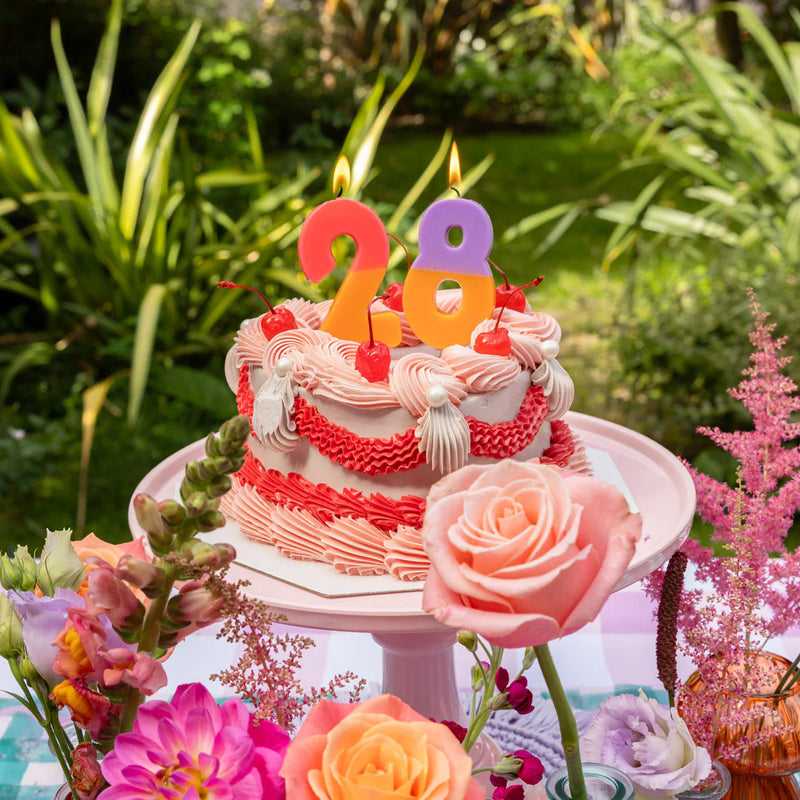 Orange & Pink Number Candle - 2