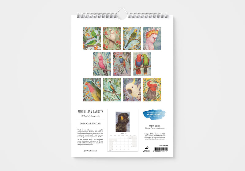 Australian Parrots By Vlad Stankovic 2026 Wall Calendar