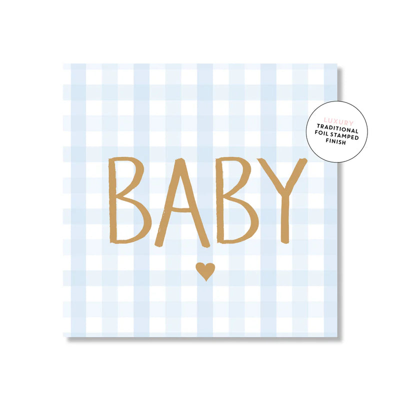 Mini Card - Baby Blue Gingham