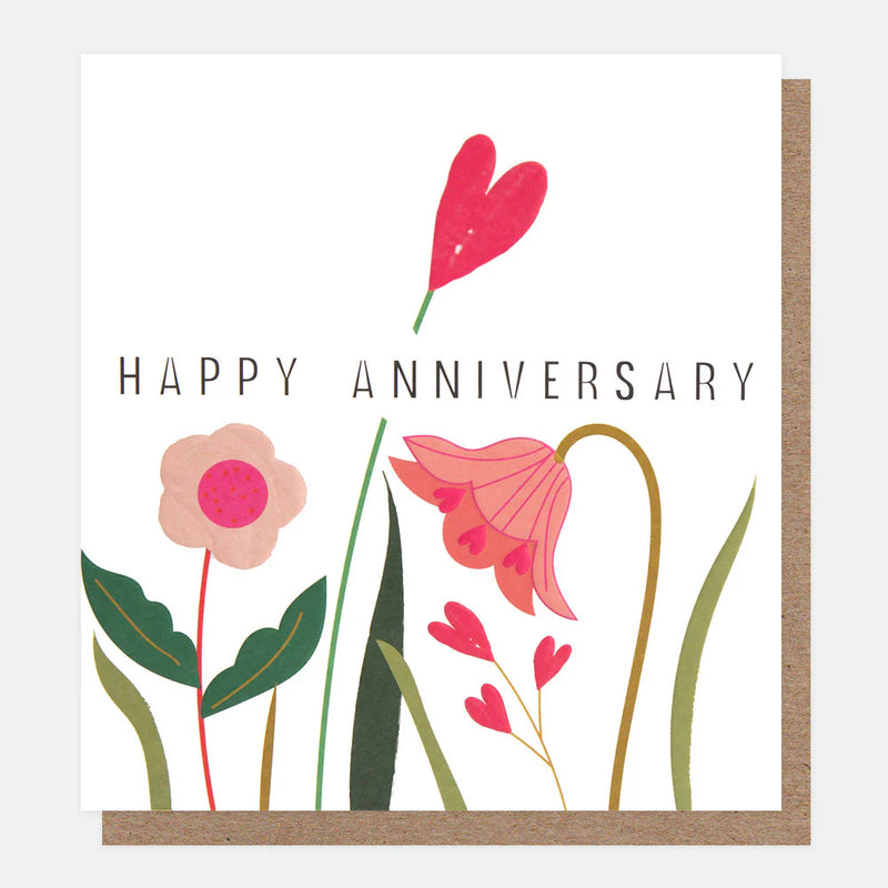 Happy Anniversary Flower & Heart Stems