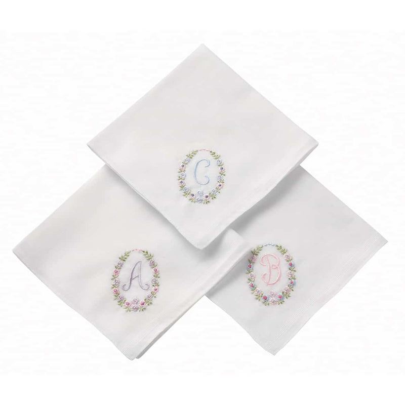 Handkerchiefs wth Embroidery Design - Alphabet A-Z