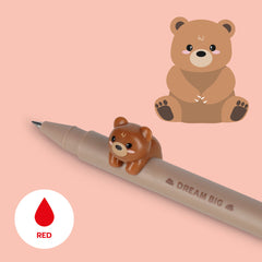 Gel Pen with Animal Decoration - Teddy Bear