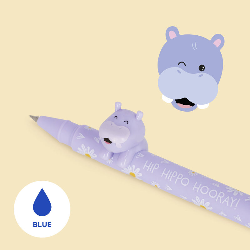 Gel Pen with Animal Decoration - Hippo