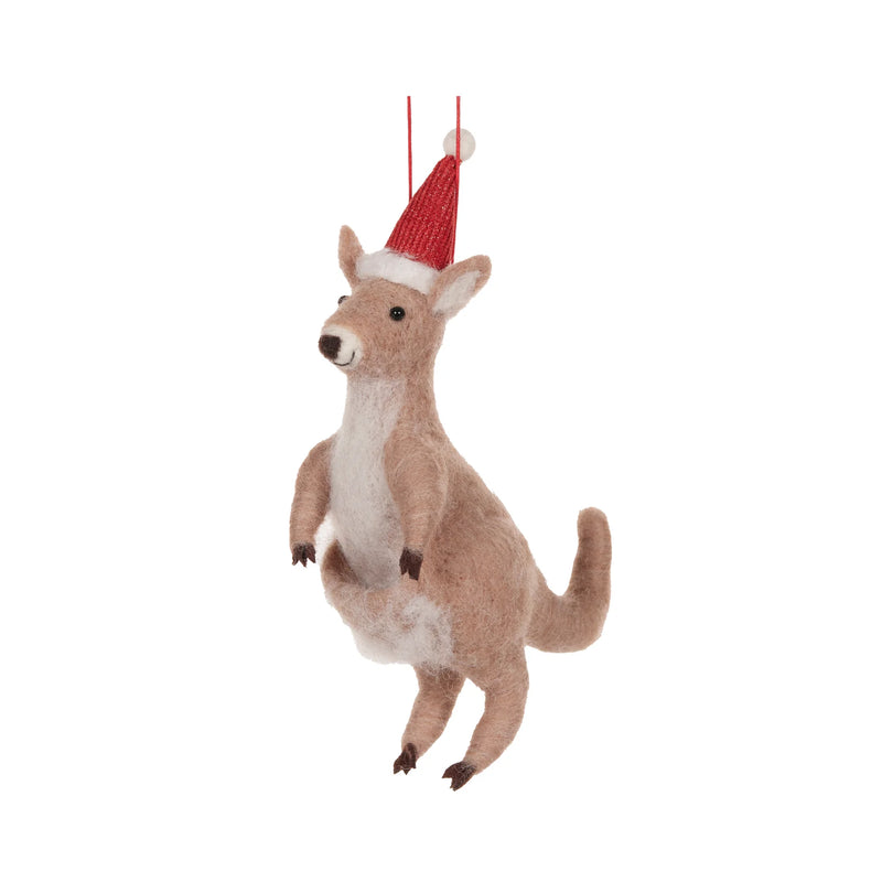 Wool Kangaroo With Santa Hat