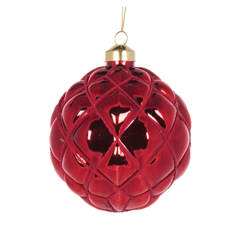 Red High Shine Quilt Bauble