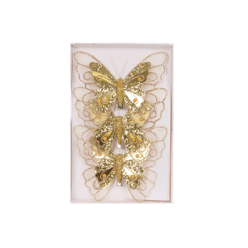 3pk Gold Embellished Butterflies