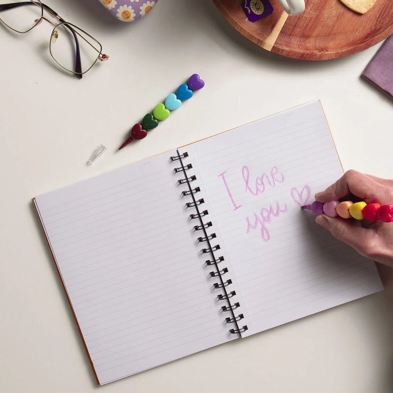 Set of 12 Stackable Crayons - Heart