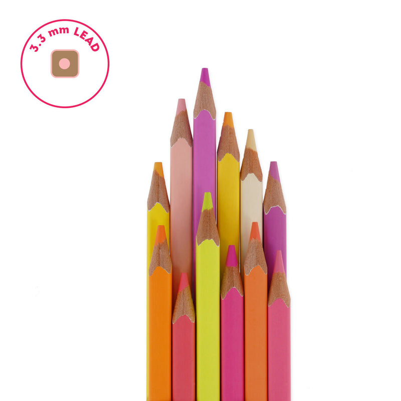 Set of 12 Colouring Pencils in Sunset Palette