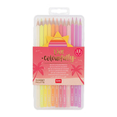 Set of 12 Colouring Pencils in Sunset Palette