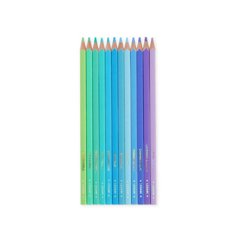 Set of 12 Colouring Pencils in Ocean Palette