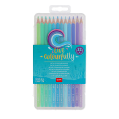 Set of 12 Colouring Pencils in Ocean Palette