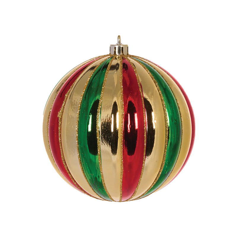 High Shine Gold Traditional Striped Bauble