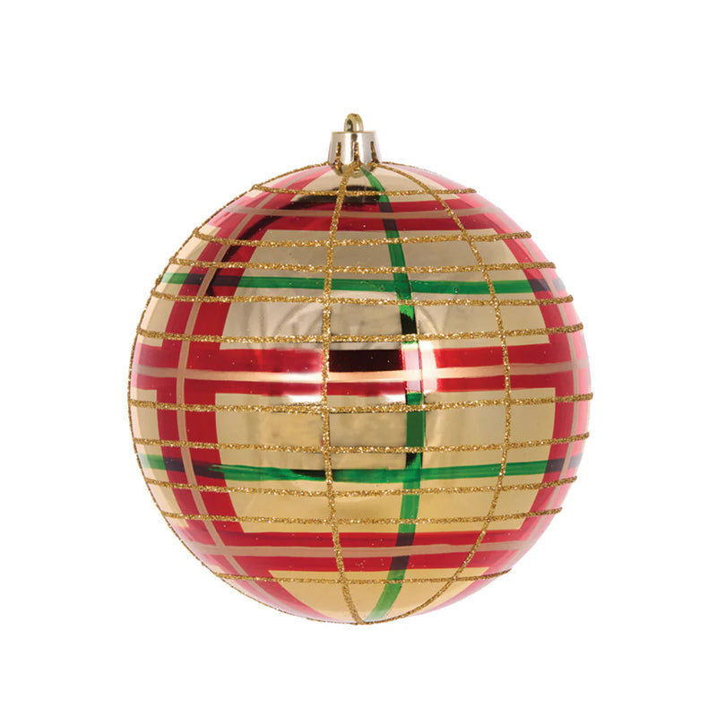 High Shine Gold Traditional Plaid Bauble