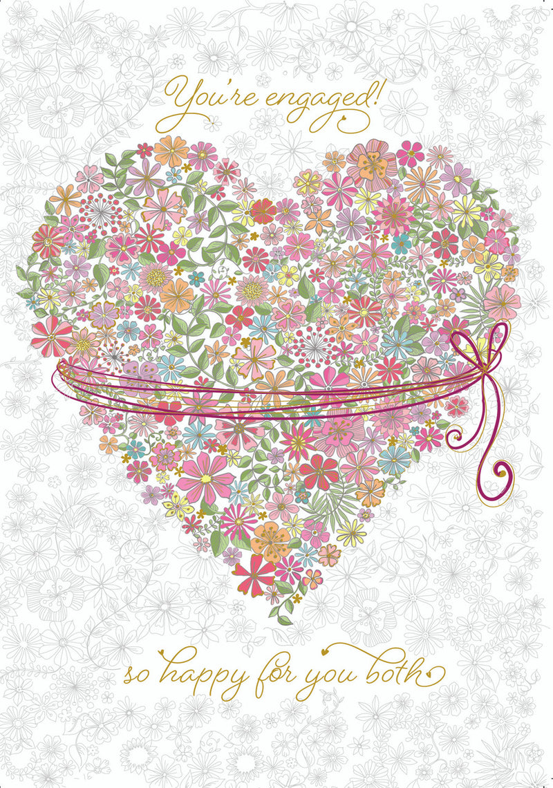 Engagement - Heart of Flowers (Gold Foil/Embossed)
