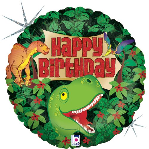INFLATED 18" Dinosaur Birthday Holographic