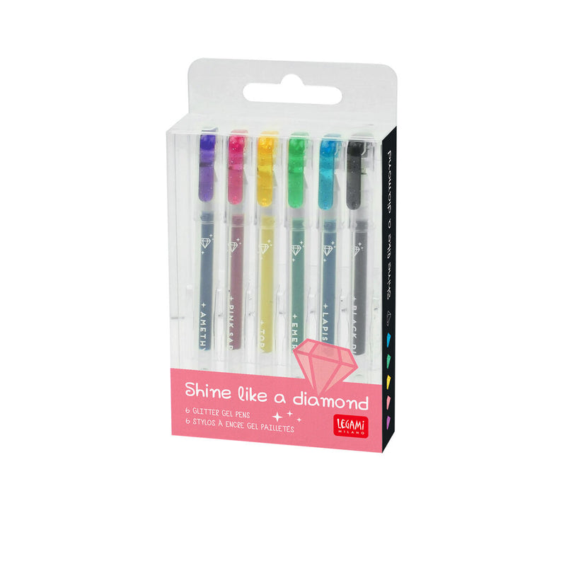 Set of 6 Glitter Mini Gel Pens