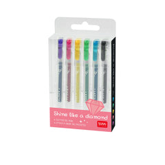 Set of 6 Glitter Mini Gel Pens