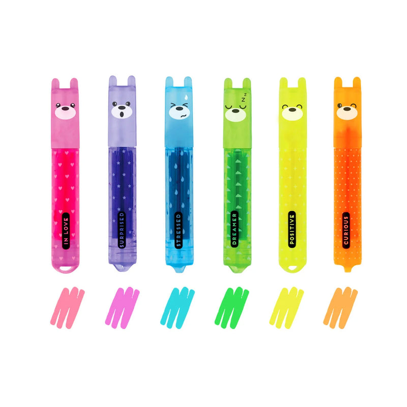 Teddy's Mood Set of 6 Highlighters