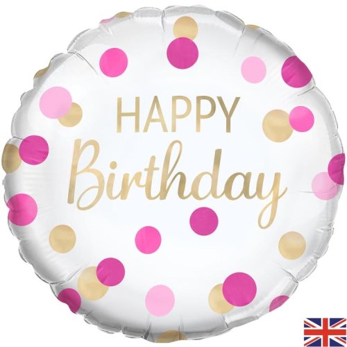 INFLATED 18" Pink Gold Confetti Birthday