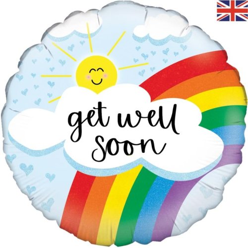 INFLATED 18" Get Well Soon Rainbow Holographic