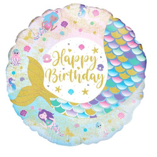 INFLATED 18" Shimmering Mermaid Birthday Iridescent