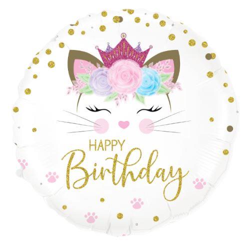 INFLATED 18" Floral Kitten Birthday Holographic