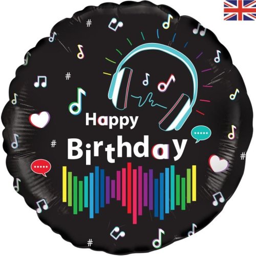 INFLATED 18" Music Media Happy Birthday Holographic