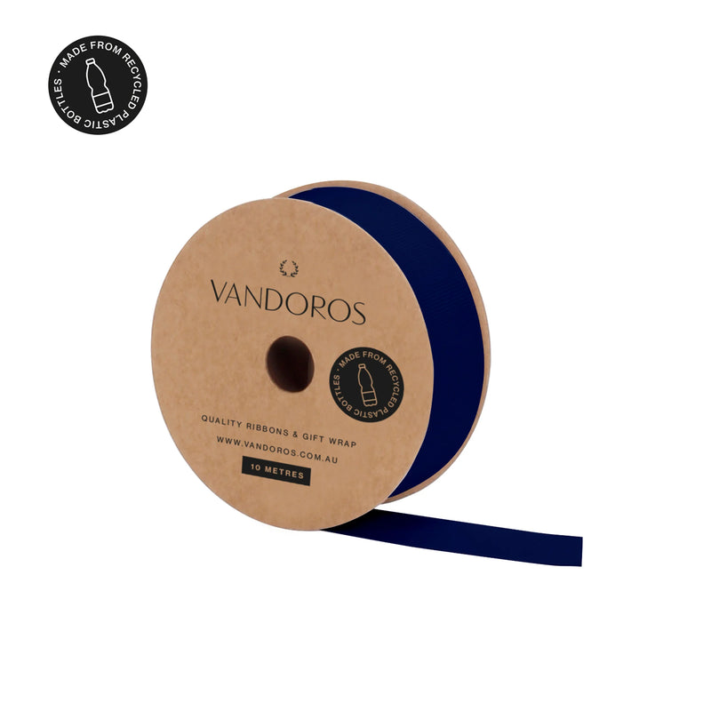 Recycled PET Grosgrain - Navy Ribbon 10M Roll