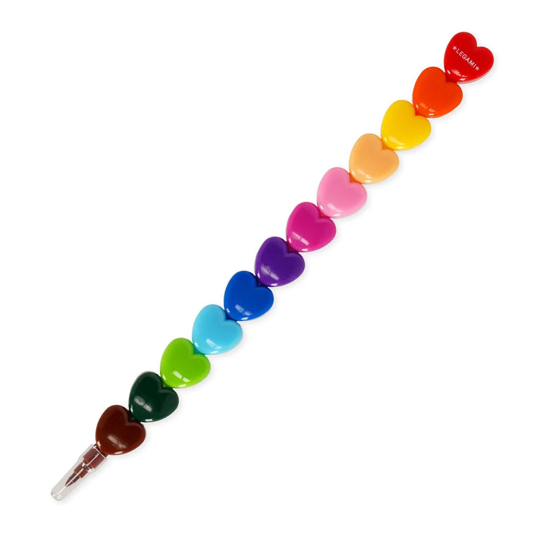Set of 12 Stackable Crayons - Heart