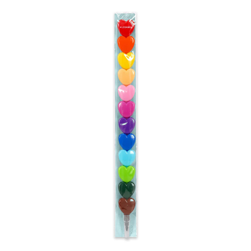 Set of 12 Stackable Crayons - Heart