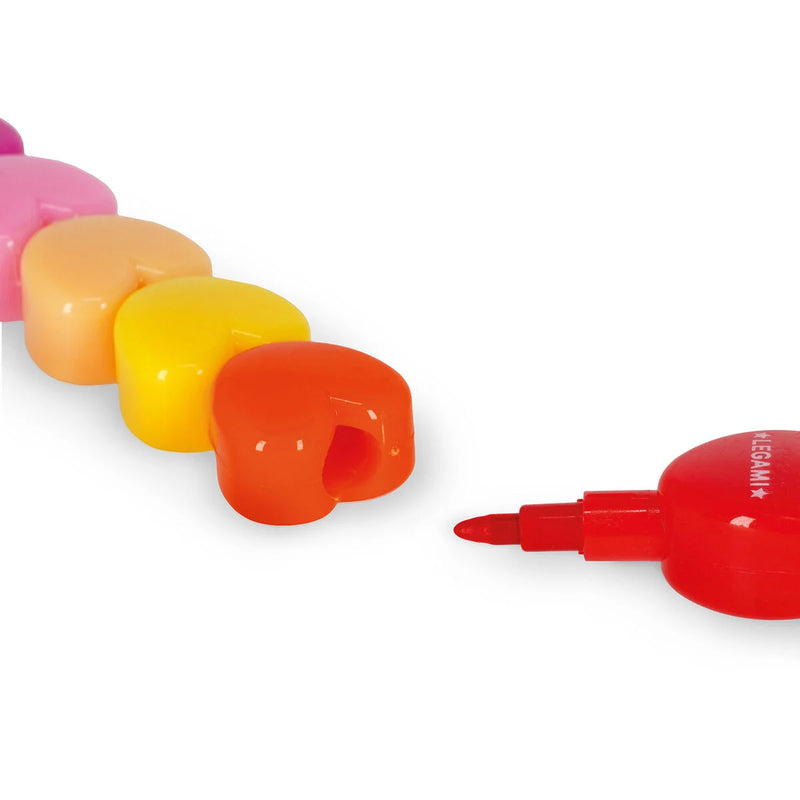 Set of 12 Stackable Crayons - Heart