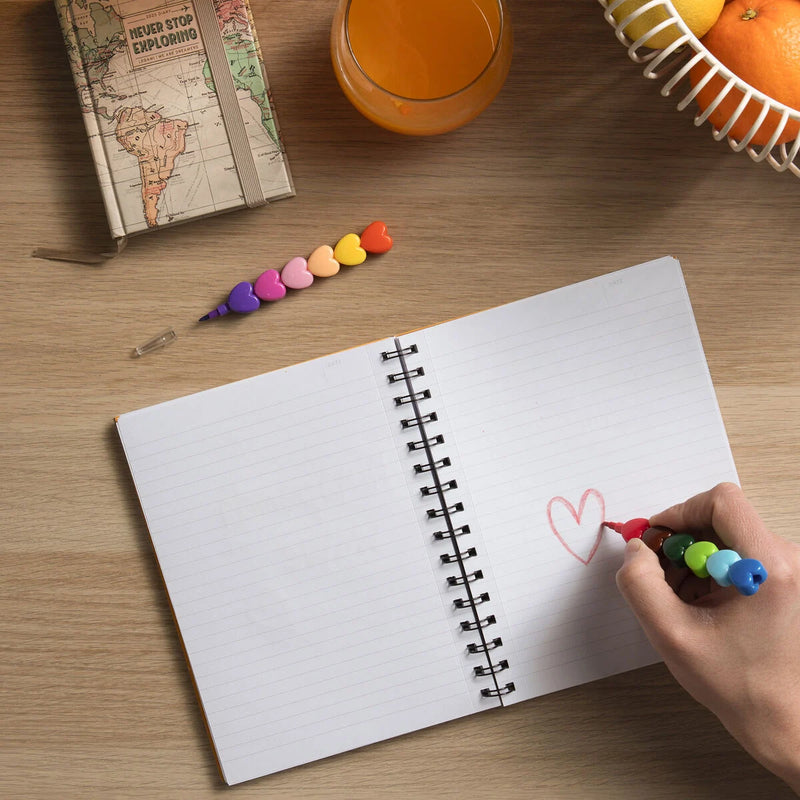 Set of 12 Stackable Crayons - Heart