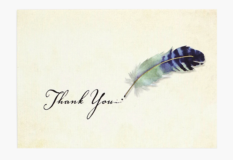 Watercolor Quill Thank You Notes