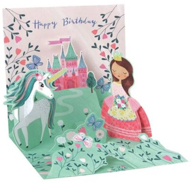 Princess and Unicorn Birthday Pop-Up Card