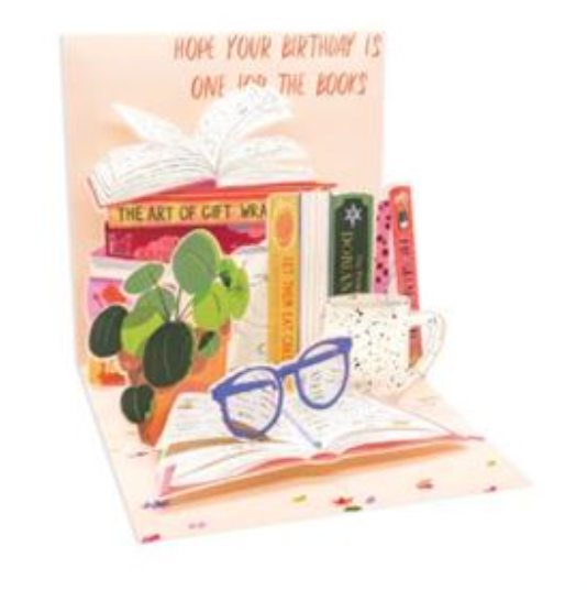 Happy Birthday Literary Theme Pop-Up Card