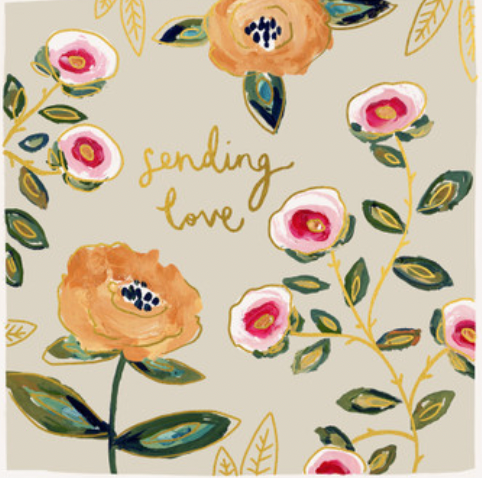 Sending Love - Orange Flowers (Gold Foil)