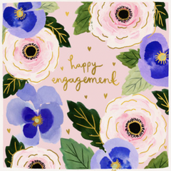 Happy Engagement - Flowers (Gold Foil)