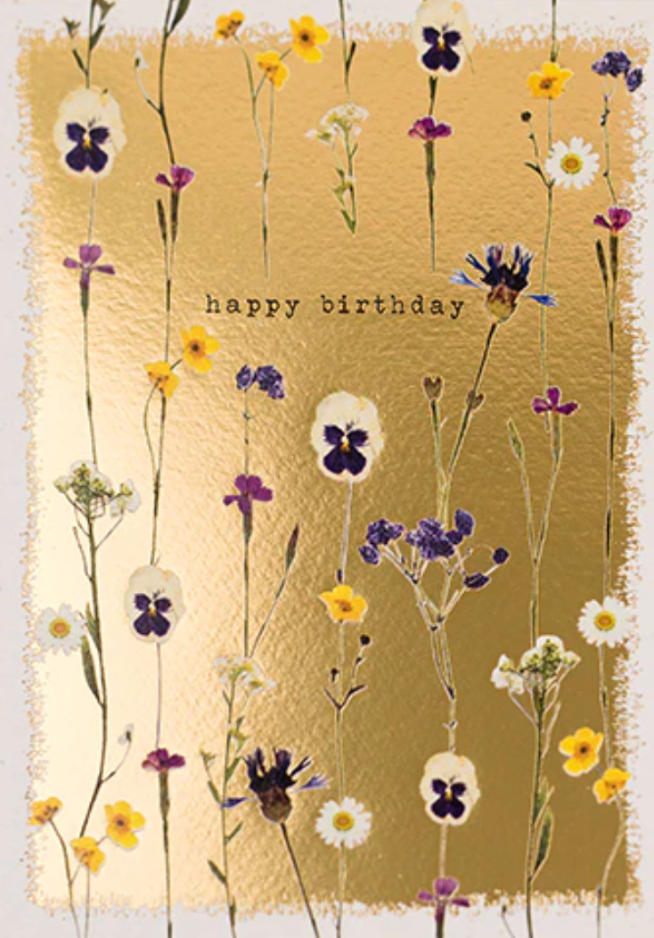Happy Birthday - Pressed Flowers