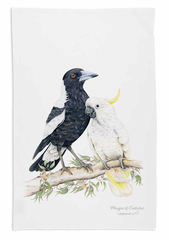 Magpie and Cockatoo Tea Towel