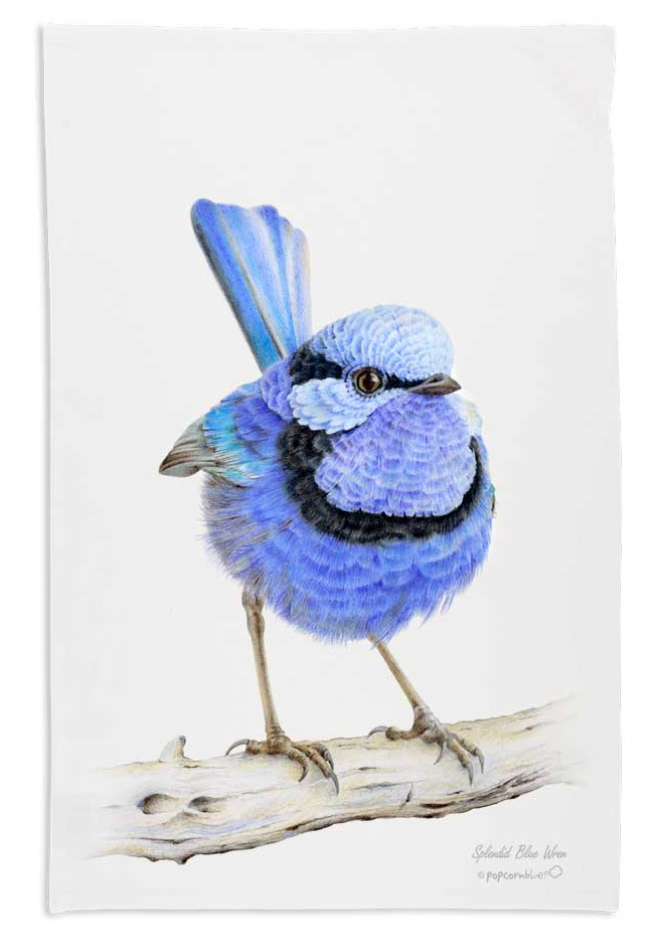 Blue Wren Tea Towel