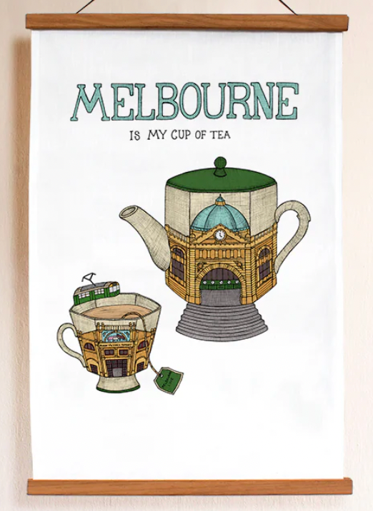 Melbourne Teapot Art Tea Towel