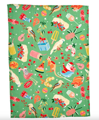 Linen Tea Towel Holiday Green