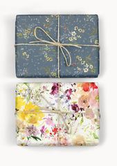 Wax Flower/Poppies Double Sided Gift Wrap