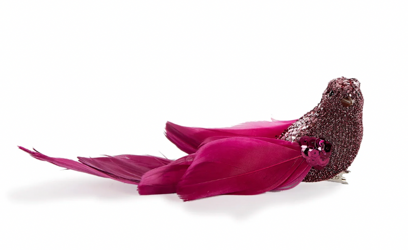 Magenta Feather Clip Bird