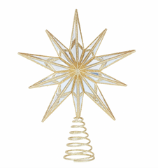 9 Point Mirrored Tree Topper Star Gold