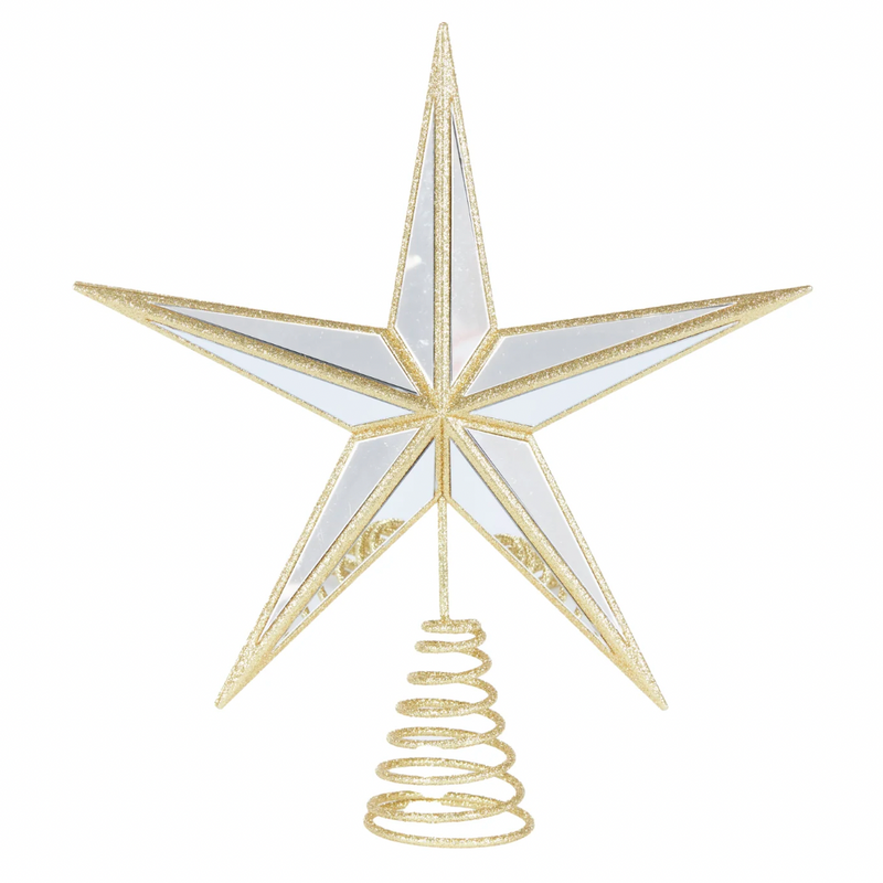 5 Point Mirrored Tree Topper Star Gold