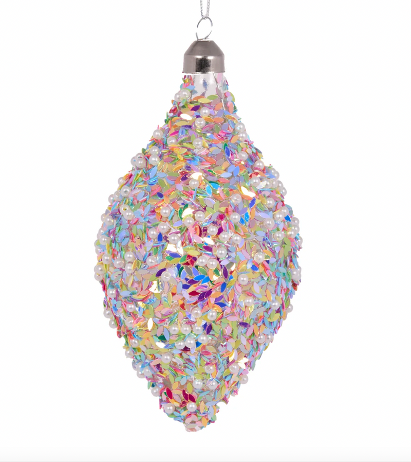 Multi Coloured Beaded Drop Bauble